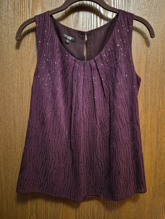 Talbots Tops - Talbots 100%Silk Fully Lined Plum Sleeveless Beaded Camisole Size 4 Excellent!